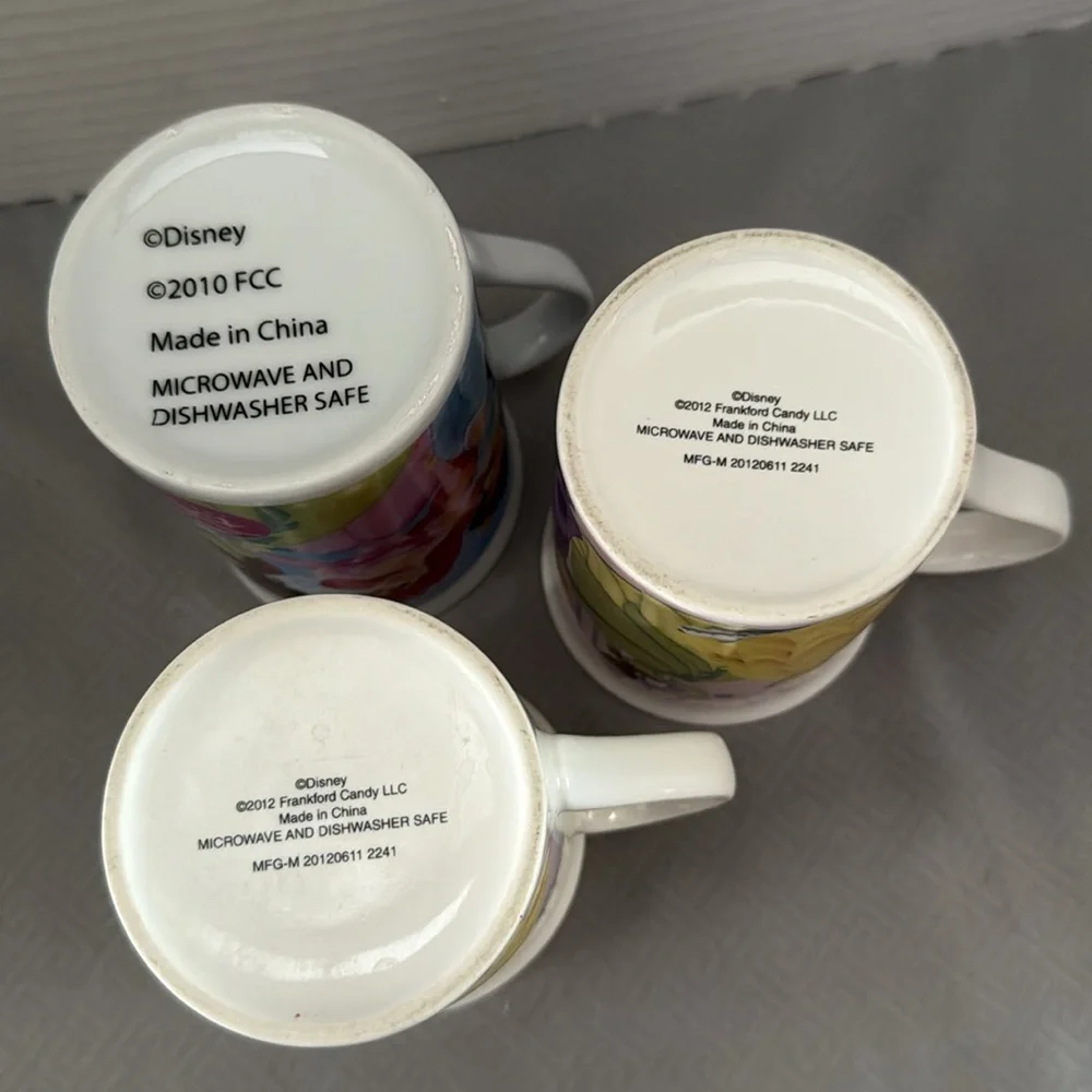 Disney Princess Character Mugs Cups Multicolor Ceramic Fun Collectible  Lot of 3